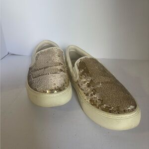 Tory Burch Gold Sequin Slip-On Sneakers